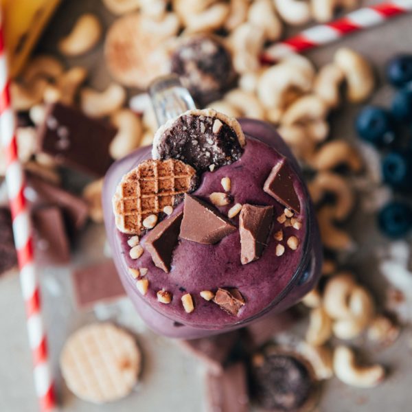 After School Protein Smoothie Recipe with Chocolate, Nut Butter & Bana