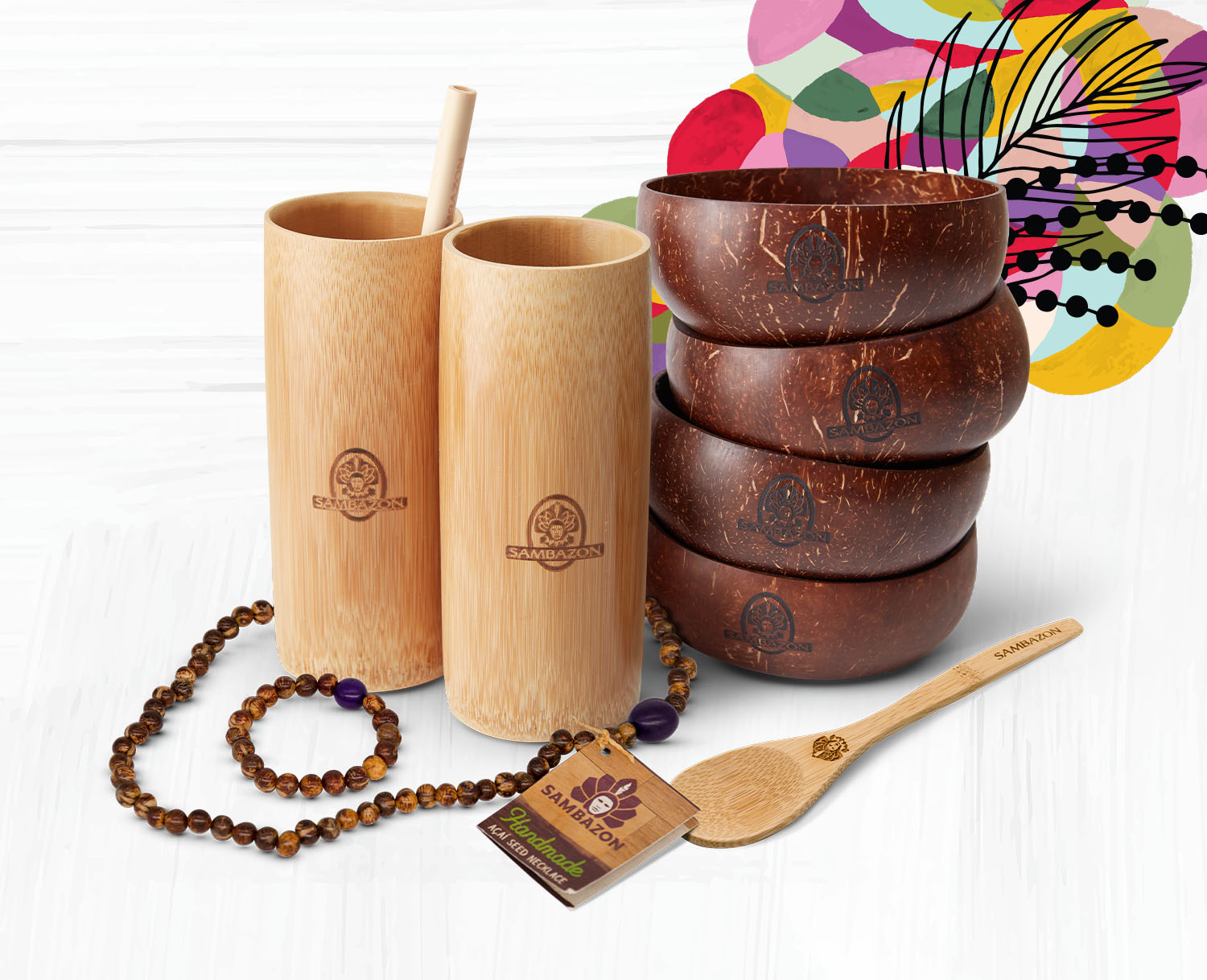 Shop SAMBAZON eco-friendly and sustainable Açaí Accessories. Shop coconut bowls, bamboo cups, bamboo straps, wooden spoons and Açaí jewelry at SAMBAZON.